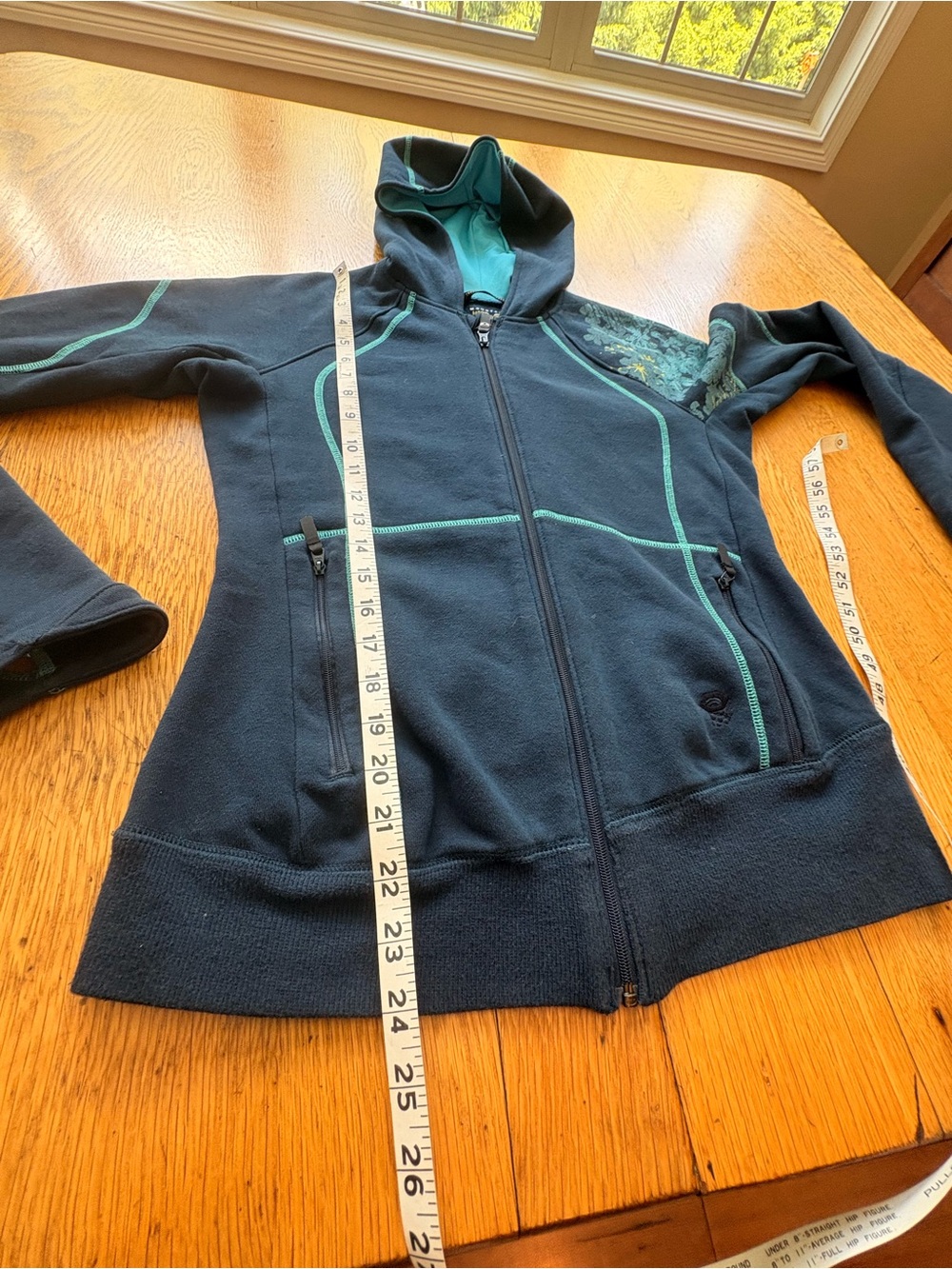 Mountain Hardware Hoodie Sweatshirt Full Zip Jacket Blue Floral Print Size S - Picture 7 of 7